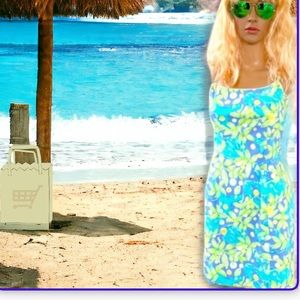 Lilly Pulitzer White Label Dress Blue Yellow